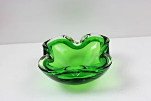 Vintage Murano Aschenbecher Glas grün #2 - Picture 1 of 5