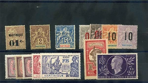MARTINIQUE 1887-1946 14 VALORES DIFERENTES*OG/HR/LH $102 - Imagen 1 de 1