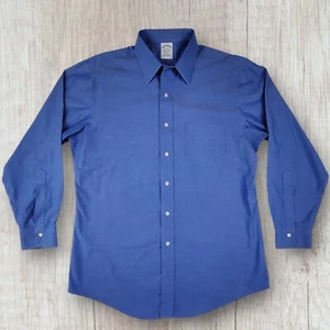 Camisa de vestir clásica Brooks Brothers 1818 para hombre talla 16-33 azul sin hierro - Imagen 1 de 12