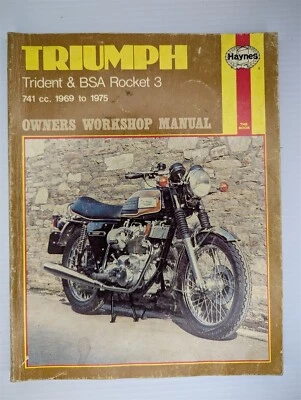 HAYNES TRIUMPH TRIDENT Y COHETE BSA 3 741 CC. Manual de taller del propietario 1969-1975 Foto 1 de 4