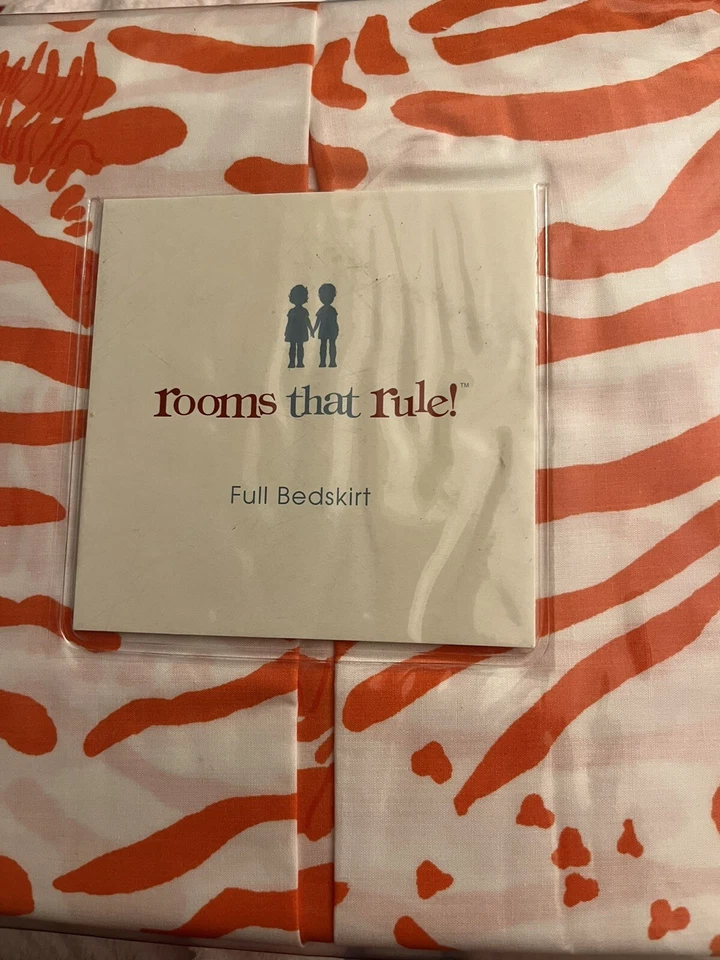Falda de cama Rooms That Rule naranja tamaño completo algodón Laurens estampado cebra nueva Foto 1 de 1