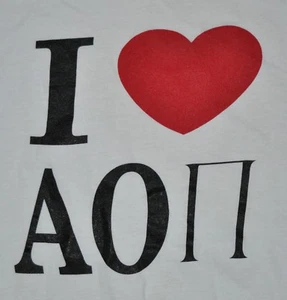 t-shirt medium a o pi alpha omicron pi sorority 18.5 inches pit to pit - Picture 1 of 3