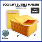 10 #000 4X8 Ecoswift Kraft Bubble Mailers Padded Envelopes 4"X8"