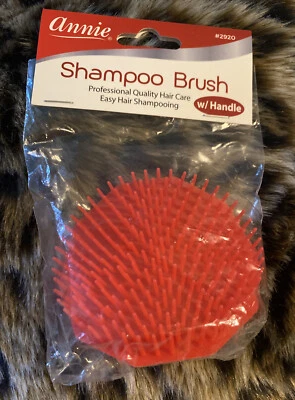 Annie Shampoo Massage Brush w/ Handle Red #2920 Professional Quality Hair Care - Image 1 of 4