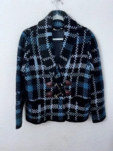 Soft Surroundings PM Alpaca Blend Plaid Toggle Cardigan Jacket - Picture 1 of 6