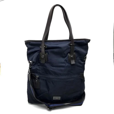 FURLA сумка с короткими ручками наплечная сумка 2way сумка темно-синий x темно-коричневый нейлон x кожа от JPN - Изображение 1 из 4