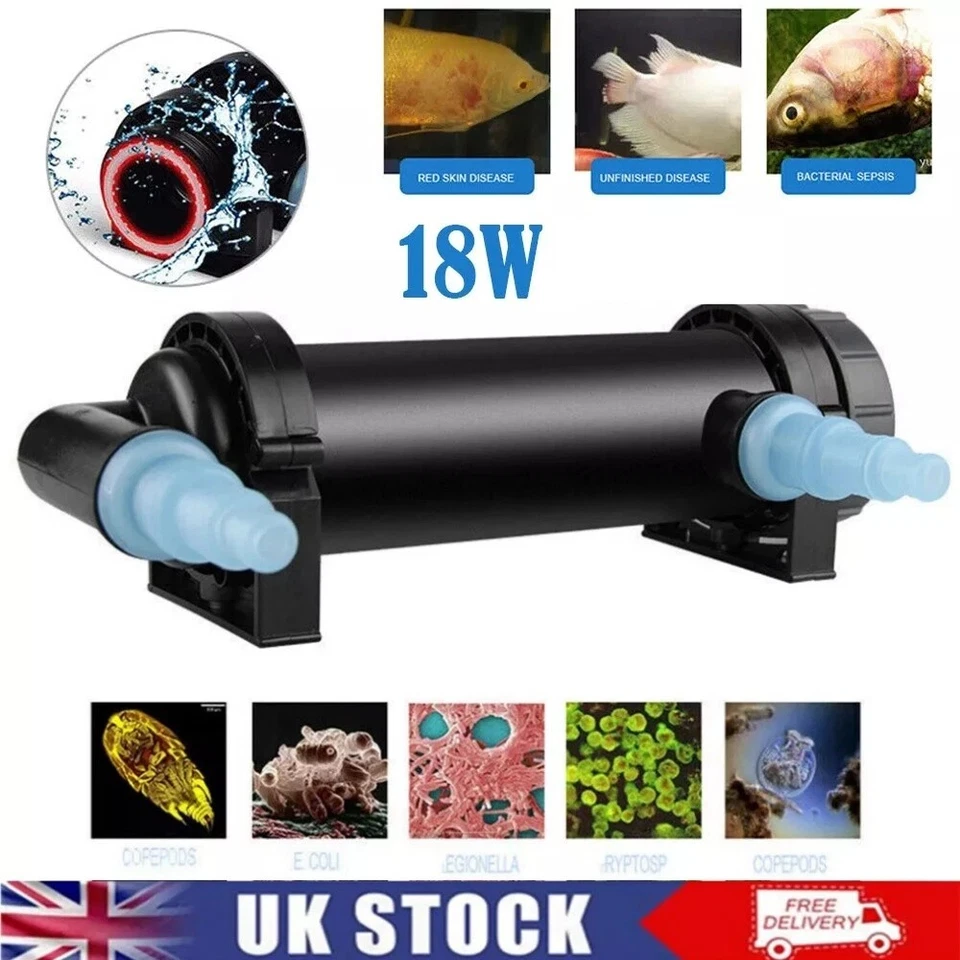 18W Aquarium Pond Fish Tank Sterilizer UV Lamp Light Clarifier/ Filter Pump New - Image 1 of 4