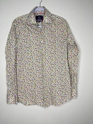 Hawes & Curtis Mens Shirt Piccadilly Stretch Size M Fruit Design Like New - Image 1 of 4