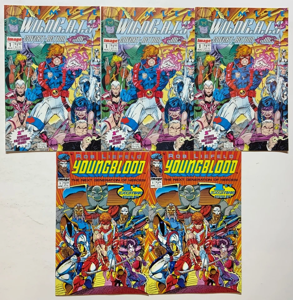 YOUNGBLOOD Rob Liefeld  WILDCATS Jim Lee # 1   1992 IMAGE COMICS LOT J7,832 - Image 1 of 2