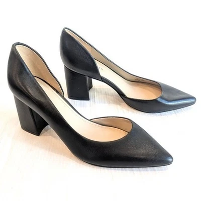 Zapatos de salón MARC FISHER Cayson de cuero negro punta Dorsay tacón bloque talla 9 Foto 1 de 4