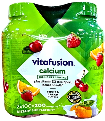 Vitafusion Calcio + Gomitas Vitamina D3 Fruta y Crema 2 x 100 unidades EXP 03/2027 Foto 1 de 4
