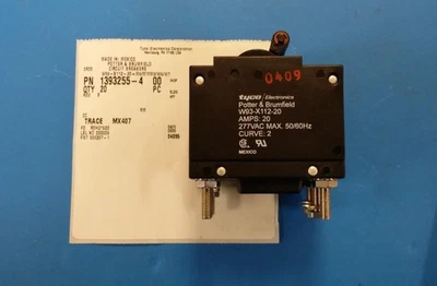 TYCO/POTTER & BRUMFIELD Potter & Brumfield W93-X112-20, 1393255-4 20Amp 3 Pole Circuit Breaker 277VAC