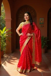 Ethnischer pakistanischer indischer Designer-Brautsari Hochzeit Bollywood Party - Bild 1 von 5