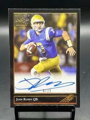 2018 Leaf Ultimate Draft Josh Rosen 1992 Black Gold Auto Gold /25 - Image 1 of 2