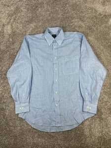 Neiman Marcus Shirt Mens Large Blue Linen Button Up - Picture 1 of 8