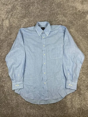 Neiman Marcus Shirt Mens Large Blue Linen Button Up - Image 1 of 4