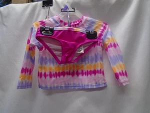 Nuevo sin etiquetas Traje de baño para niñas 2 piezas talla 12 meses parte inferior de bikini de natación mangas completas UPF50 - Imagen 1 de 4