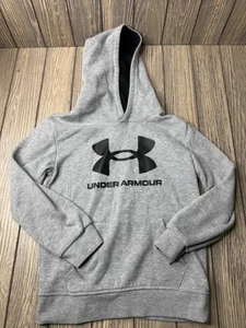 Under Armour Boys Gray Hoodie Sweatshirt Size 7 Long Sleeve Cotton Blend - Picture 1 of 4