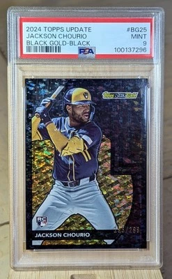 Jackson Chourio 2024 Topps Black Gold /299 PSA 9 Rookie RC Milwaukee Brewers - Image 1 of 2