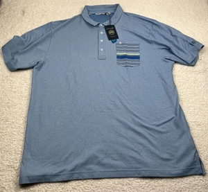 Travis Mathew Prestige 77 Polo Mens 2XL Vallarta Blue/White Style 1MM023 Work - Picture 1 of 8