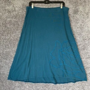Sundance Midi Skirt Womens 10 Jersey Knit Embroidered Floral Artsy Twirl Coastal - Picture 1 of 9