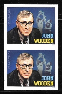 Scott #5833a IMPERFORATE (NO DIE-CUT) 2024 John Wooden, Vertical Pair, MNH - Picture 1 of 1