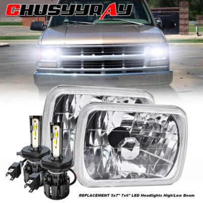 LED Headlight fits Chevy C1500 C2500 C3500 K1500 K2500 K3500 1988-1999 Pair 7x6" - Image 1 of 4