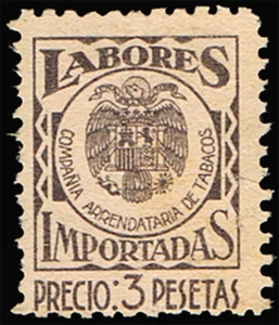 España./ Fiscales 1939. Alemany. / Tabacos X 36. Labores importadas. 3 Pts Raro - Picture 1 of 1