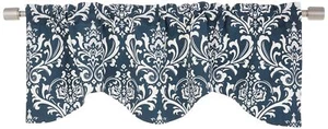RLF Home Royal Damask M Shaped Valance, Navy - Picture 1 of 7
