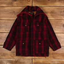 Vintage Woolrich Wool Coat M 60s Mackinaw  Buffalo  USA Made Plaid Red Button