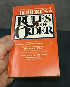 1987 Paperback ROBERT'S RULES OF ORDER Parliamentary Procedure Manual-Riddick - Imagen 1 de 12
