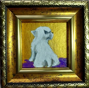 West Highland blanco terrier perro pintura enmarcada perro blanco pintura al óleo cachorro arte - Imagen 1 de 10