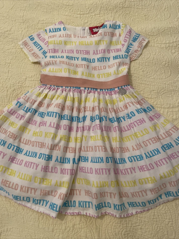 Vestido Hello Kitty Sanrio Bebé/Niño Pequeño Multicolor Forrado Cinturón Talla 1-2Y Foto 1 de 4