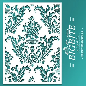Shabby Chic STENCIL: Damask Wallpaper Pattern (DIY Furniture Print) #036 - Picture 1 of 5