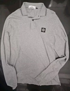 Stone Island Long Sleeve Polo Shirt Grey Medium VGC SEE - Picture 1 of 9