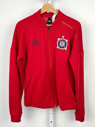 ADIDAS Mens Chicago Fire Old Logo Red Anthem Full-Zip Z.N.E. Jacket Red Adult S Cover