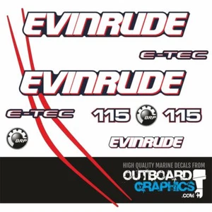Evinrude 115hp ETEC  outboard engine decals/sticker kit - blue cowl - Picture 1 of 1