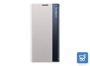 Flip Cover per Samsung A13 5G Bordo Trasparente Chiusura Effetto Tessuto Argento - Foto 1 di 2