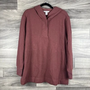 Athleta Pullover Thermal Hoodie Womens M Pink Waffle Knit Long Sleeve Stretch - Picture 1 of 14