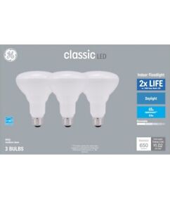 3 Pack GE Classic 65-Watt EQ BR30 Daylight Dimmable Flood LED Light Bulb 65w Med