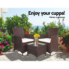 Gardeon 3pc Outdoor Bistro Set Patio Furniture Wicker Setting Chairs Table