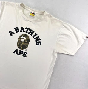 Camiseta BAPE A Bathing Ape Grande Blanca Universidad Camuflaje Logo Gráfico *LEER - Imagen 1 de 21