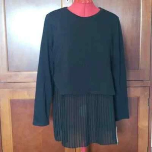 Hannah Sweater Womens Medium Long Sleeve Accordion Tunic Black - Picture 1 of 6