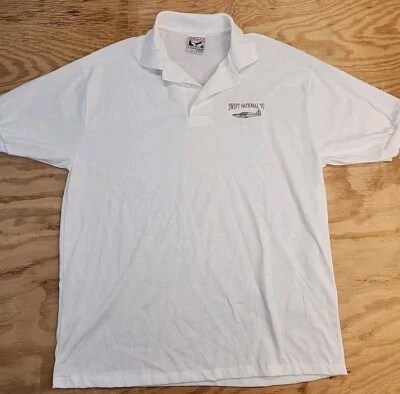 Vintage 1997 Swift Nationals Logo White Polo Shirt Mens XL Poly Cotton Blend - Image 1 of 4
