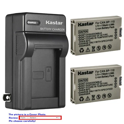 Kastar BP-110 Fully Decoded Battery Wall Charger for Canon VIXIA HF R200 HFR200