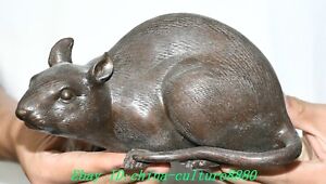 6 '' unique antique bronze Feng Shui zodiaque année rat animal statue