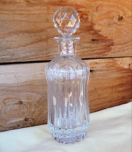 VTG Crystal Glass Footed Decanter Ball Shaped Stopper Elegant Barware 11 3/4" - Picture 1 of 12