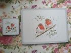WRENDALE PIMPERNEL LOVELY ROBINS CHRISTMAS TABLEMAT &amp; COASTER  XMAS BEAUTIFUL