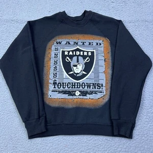 VTG Wanted Raiders Touchdowns Sweatshirt M Black 90s NFL Los Angeles Pullover ** - Picture 1 of 12