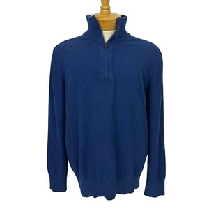 Suéter Banana Republic Para Hombre 1/4 Cremallera Talla XL Color Azul Cuello Simulado 10% Cachemira - Imagen 1 de 10